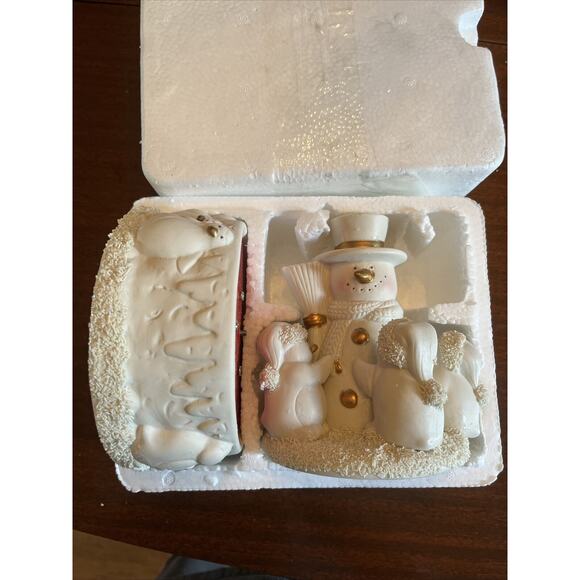 JCPenney Home Collection Musical Porcelain White Snowman Penguins Jingle Bells - Picture 7 of 8